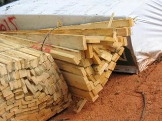 Pile of raw lumber